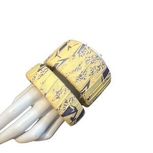 African Ankara Print Bangles‎ Yellow Bracelet Set